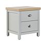 Bedside Table Grey Light Wood Particle Board 2 Drawers Nightstand