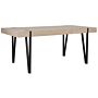 Dining Table Light Wood Top Black Metal Hairpin Legs 180 X 90 Cm Rectangular Industrial Style