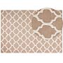 Rug Beige Wool 160 X 230 Cm Trellis Quatrefoil Pattern Hand Tufted Oriental Moroccan Clover