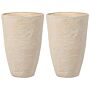 Plant Pots Beige Stone 43 X 43 X 60 Cm