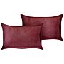 Set Of 2 Burgundy Decorative Pillows Corduroy 47 X 27 Cm Modern Traditional Cushions