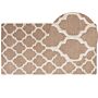 Rug Beige Wool 80 X 150 Cm Trellis Quatrefoil Pattern Hand Tufted Oriental Moroccan Clover