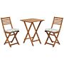 3 Piece Bistro Set Light Solid Acacia Wood Mint Green Cushions Folding Slatted Design