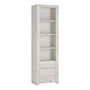 Angel Tall Narrow 3 Drawer Bookcase In White Craft Oak