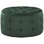 Footstool Dark Green Velvet Round Pouffe Button Tufted Upholstery Glam Ottomane