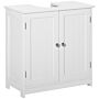 Kleankin 60x60cm Under Sink Storage W/ Adjustable Shelf Handles Drain Hole Bathroom Cabinet Space Saver Organizer White