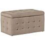 Ottoman Light Brown Velvet Tufted Upholstery Bedroom Bench With Storage