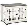 Pawhut Wooden Dog Crate Furniture Pet Kennel Cage End Table For Small Medium Dogs, White, 85.5 X 59.5 X 68 Cm