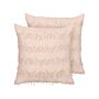 Decorative Cushion Pink Fabric 45 X 45 Cm With Tassels