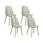 Set Of 4 Dining Chairs Light Green Synthetic Seat And Legs Open Net Design Backrest Modern Minimalist Beliani