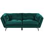 Sofa Dark Green Velvet Metal Legs 210 X 90 Cm With Cushions