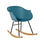 Rocking Chair Teal Synthetic Material Metal Legs Shell Seat Solid Wood Skates