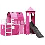 Vidaxl Kids' Loft Bed With Tower Pink 90x190 Cm Solid Wood Pine