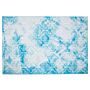 Area Rug Carpet Light Blue Polyester Fabric Quatrefoil Pattern Rubber Coated Bottom 140 X 200 Cm