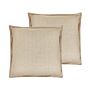 Set Of 2 Scatter Cushions Beige 45 X 45 Cm Decorative Throw Pillows Removable Covers Zipper Closure