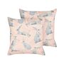 Set Of 2 Scatter Cushions Grey Cotton And Polyester Fabric 45 X 45 Cm Rabbit Motif Removable Covers