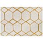 Area Rug White And Yellow Cotton 160 X 230 Cm Geometric Pattern Rectangular Hand Woven