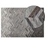 Area Rug 140 X 200 Cm Grey Cowhide Leather Geometric