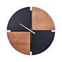 Wall Clock Light Wood And Black Mdf Frame 60 Cm Painted Finish Round Shape Classic Design Home Accessories Decor