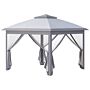 Outsunny 11' X 11' Pop Up Canopy, Double Roof Foldable Canopy Tent With Zippered Mesh Sidewalls, Height Adjustable And Carrying Bag, Event Tent Beige