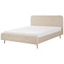 Slatted Bed Frame Beige Polyester Fabric Upholstered Wooden Legs 6ft Eu Super King Size