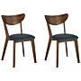 Set Of 2 Dining Chairs Dark Wood Rubberwood Seat Pad Accent Dining Seat Modern Traditional Design