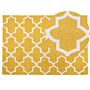 Area Rug Yellow Wool 140 X 200 Cm Trellis Quatrefoil Pattern Hand Tufted Oriental Moroccan Clover