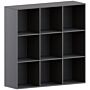 Vida Designs Durham 3x3 Cube Storage Unit, Black & Cube Storage Basket, Set Of 5, Grey