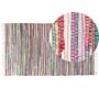 Area Rug Light Multicolour Cotton Polyester 80 X 150 Cm Striped With Fringe Rectangular Handmade Boho Eclectic