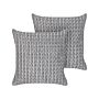 Set Of 2 Scatter Cushions Grey Polyester Fabric Quilted 45 X 45 Cm Throw Pillow