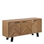 Brighton 3 Door Sideboard In Oak With Herringbone Effect