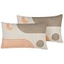 Set Of 2 Decorative Cushions Multicolour Polyester Cotton 30 X 50 Cm Abstract Pattern Paint Print Pillow