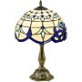 Homcom Stained Glass Table Lamp, Handmade Antique Bedside Lamp, Home, Nightstand, Decorative Night Light, Blue