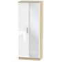 Contrast Tall Mirrored Wardrobe In White & Bardolino Oak