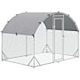 Pawhut Chicken Run Coop, Galvanized Walk In Chicken House, Hen Poultry House Cage, Rabbit Hutch Playpen W/ Water-resist Cover Outdoor, 2.8 X 1.9 X 2m