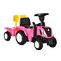 Homcom Ride On Tractor Toddler Walker Foot To Floor Slider W/ Horn Storage Steering Wheel For 1-3 Years Old Pink