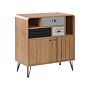 Sideboard Light Wood Finish 80 X 40 X 87 Cm Retro 2 Doors Cabinet With 3 Drawers