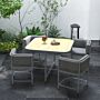 Outsunny 5 Pieces Pe Rattan Dining Sets With Cushions, Space-saving Design Rattan Cube Garden Furniture With Stone Composite Board Top, Grey