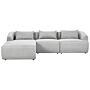 Right Hand 3 Seater Corner Sofa Grey Fabric Upholstered Track Armrests Additional Cushions