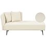 Chaise Lounge White Left Hand Boucle Fabric Upholstery With Decorative Cushions Metal Legs