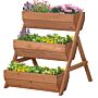 Outsunny 3 Tier Raised Garden Bed Wooden Elevated Planter Box Kit, 66l For Flower, Vegetable, Herb, 65x75x78cm, Brown