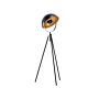 Floor Lamp Black With Gold Metal 170 Cm Tripod Base Adjustable Open Shade