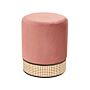 Pouffe Pink Upholstered Velvet Rattan Weave Accent Ring Glamour Stool