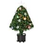 Homcom 2ft Pre-lit Artificial Christmas Tree Tabletop Multicoloured Fibre Optic Xmas Decoration W/ Led Lights Pot Table Desk - Green