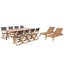 Garden Dining Set Light Wood Acacia Rectangular Table 8 Seater 2 Loungers 11 Piece