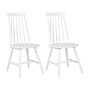 Set Of 2 Dining Chairs White Solid Wood Spindle Backrest Kitchen Chair