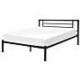 Bed Frame Black Metal Eu King Size 5ft3 Solid Wood Slats