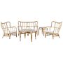 Garden Sofa Set Beige Natural Rattan 2 Tables 2 Armchairs Sofa Cushions