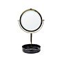 Makeup Mirror Gold And Black Iron Metal Frame Ceramic Base Ø 26 Cm With Led Light 1x/5x Magnification Double Sided