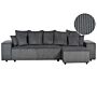 Left Hand Corner Sofa Dark Grey Corduroy 3 Seater Extra Scatter Cushions